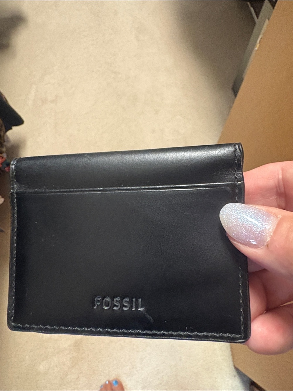 Fossil Black Slim Leather Card Sleeve